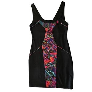 Kardashian Kollection black Amaze Dress Stain Glass Print Bodycon size large